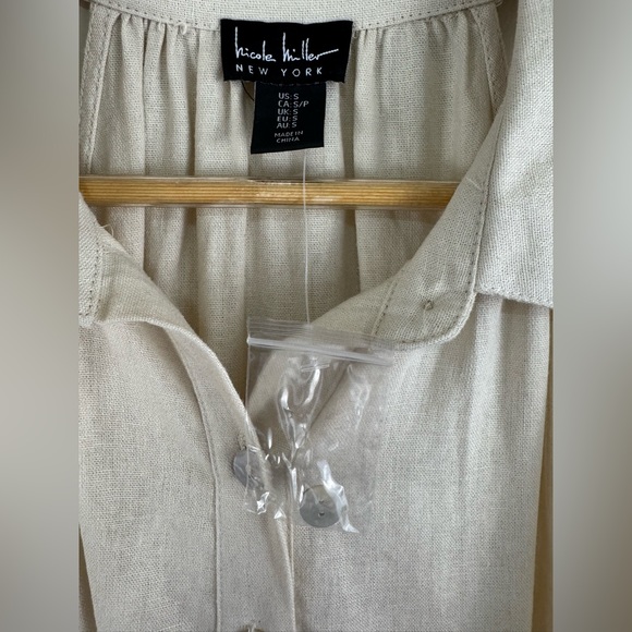 Nicole Miller Tiered Midi Dress Linen Sleeveless Button-Front Lagenlook Sz S - Picture 9 of 10